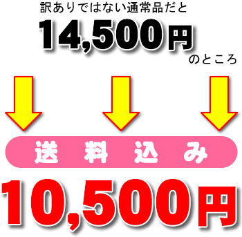 訳ありではない通常品だと14500円のところ、送料込みで10,500円